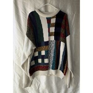 Vintage 90s Cattivo Studio Sweater Colorblock Crewneck Men's Size Lg Geometric